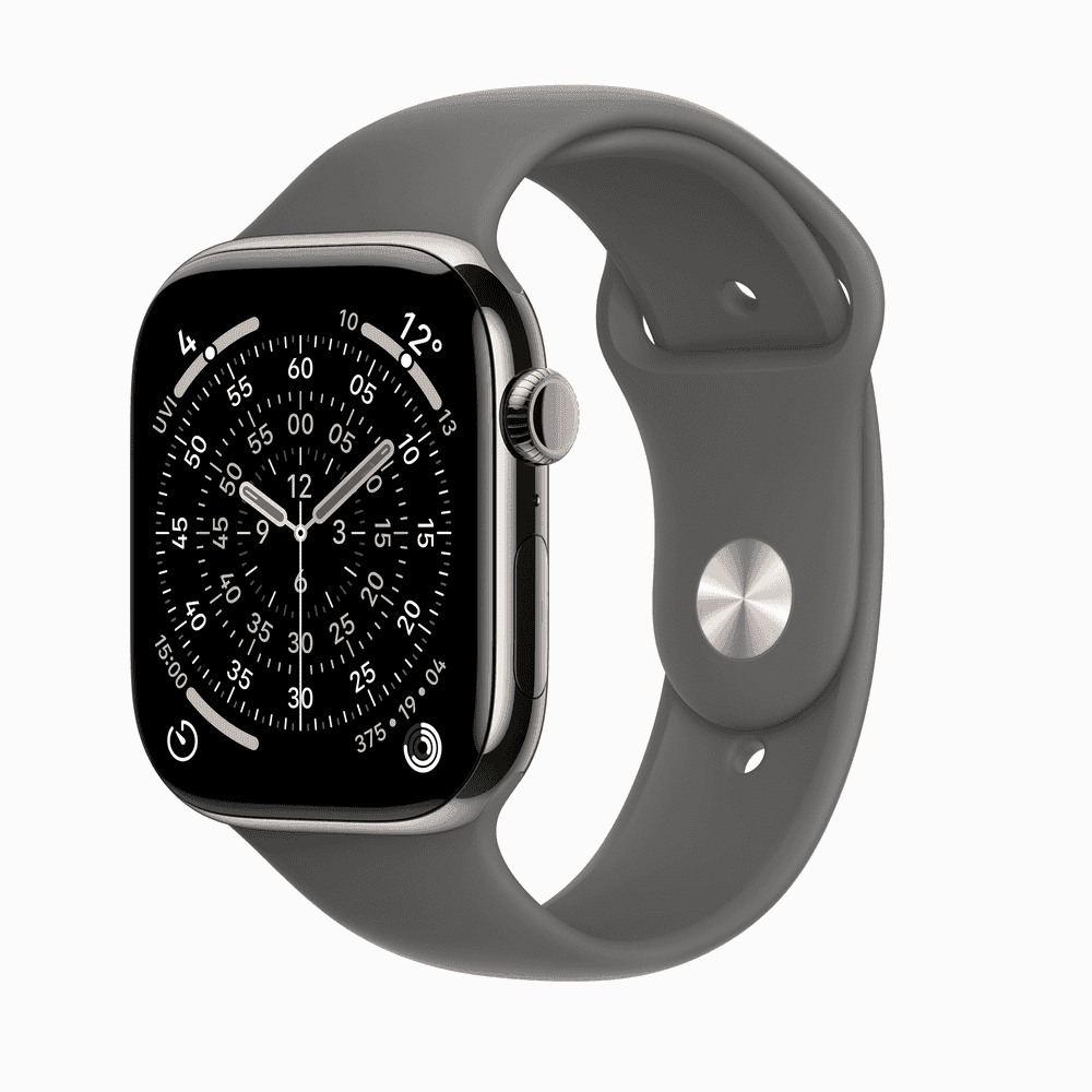 Apple Watch Series 11 GPS + Cellular 46mm Natural Titanium Case with Stone Grey Sport Band - M/L