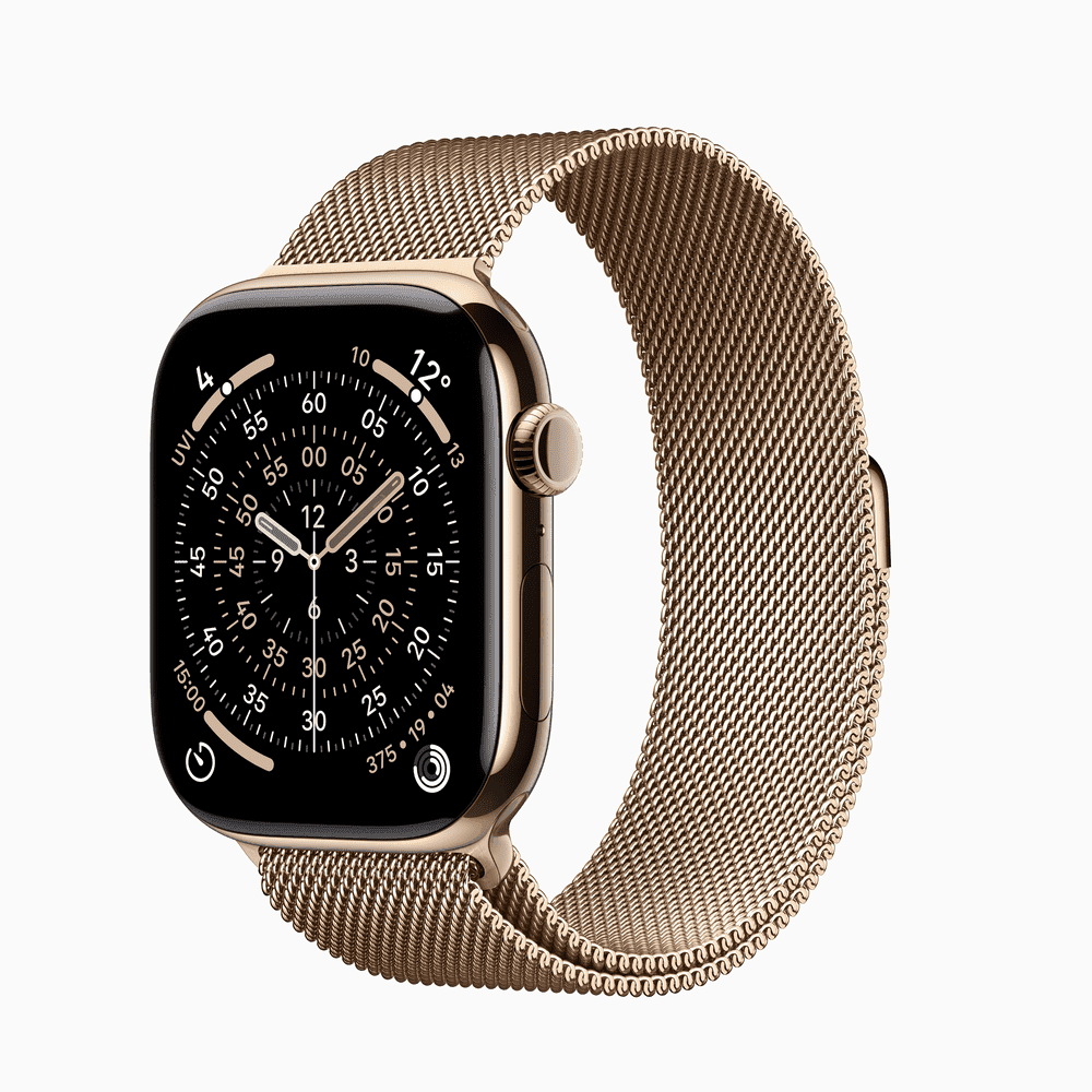 Apple Watch Series 11 GPS + Cellular 46mm Gold Titanium Case with Gold Milanese Loop - S/M