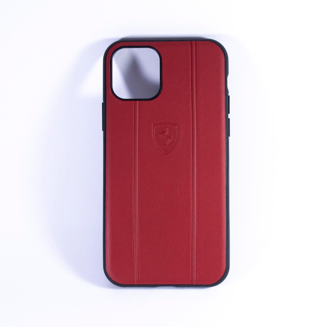 FERRARI OFF TRACK LEATHER EMBOSSED LINE IPHONE 11 PRO RED