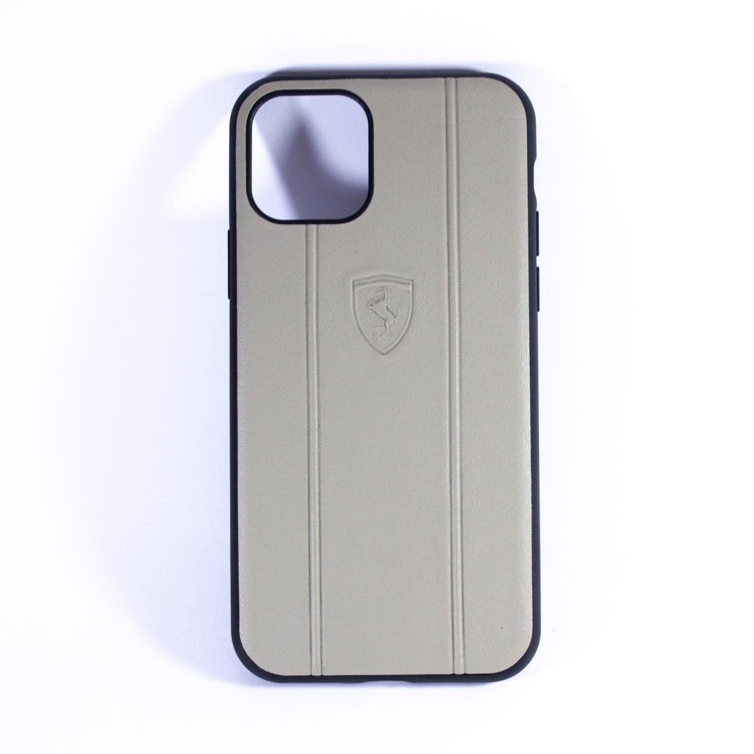 FERRARI OFF TRACK LEATHER EMBOSSED LINE IPHONE 11 PRO BEIGE