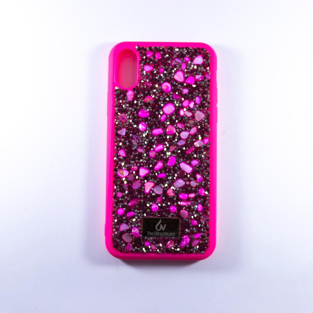 BLING WORLD STONE SILICONE COVER IPHONE X PINK