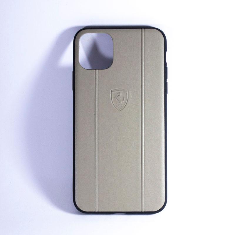 FERRARI OFF TRACK LEATHER EMBOSSED LINE IPHONE 11 PRO MAX BEIGE