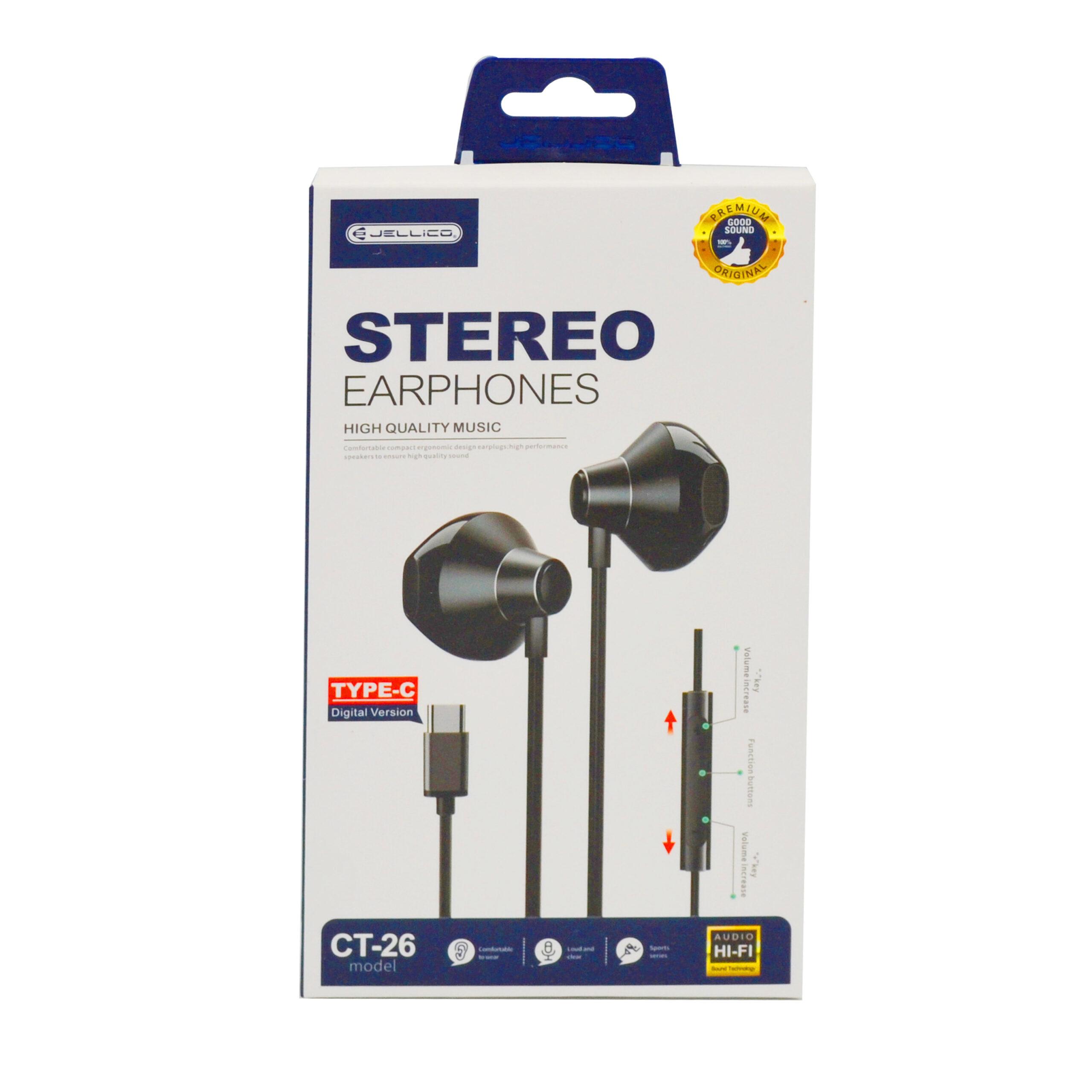 JELLICO CT-26 TYPE C EARPHONES BLACK