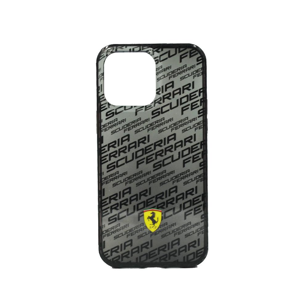 FERRARI GRADIENT PC/TPU CASE WITH ALLOVER SCUDERIA & DYED BUMPER FOR IPHONE 14 PRO BLACK
