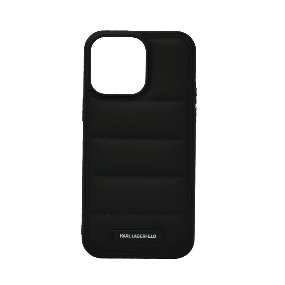 KARL LAGERFELD NYLON PUFFY ELONGATED LOGO HARD CASE FOR IPHONE 14 PRO MAX BLACK