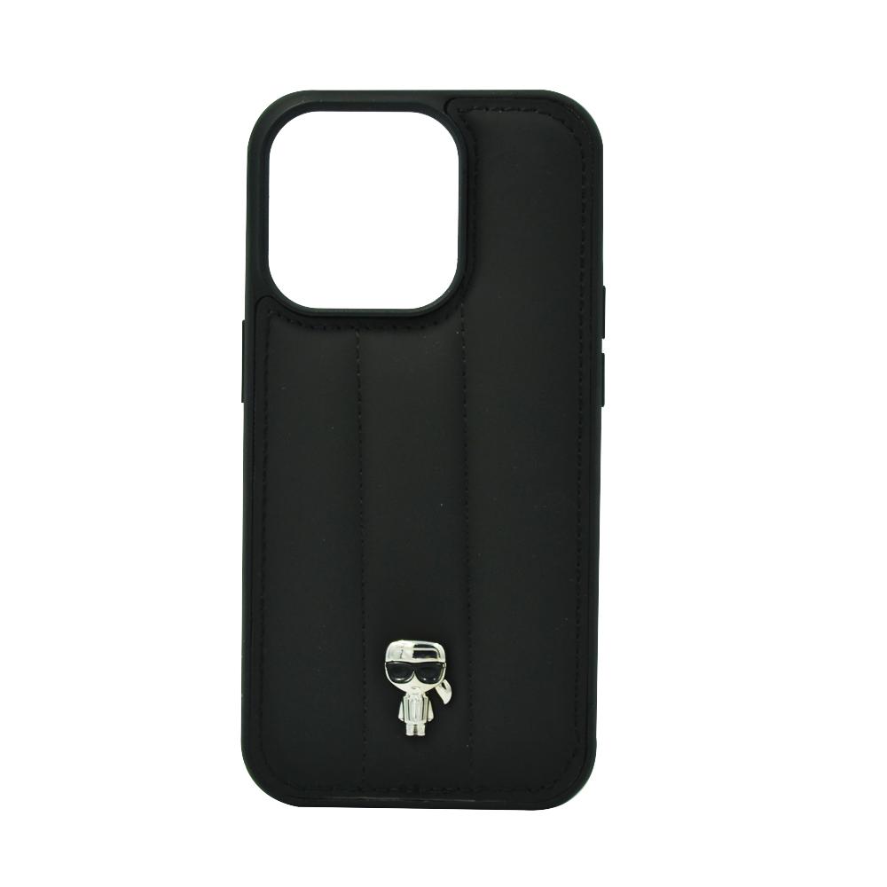 KARL LAGERFELD NYLON PUFFY IKONIK PIN HARD CASE FOR IPHONE 14 PRO BLACK