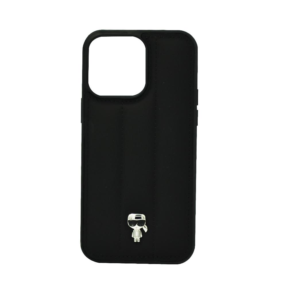 KARL LAGERFELD NYLON PUFFY IKONIK PIN HARD CASE FOR IPHONE 14 PRO MAX BLACK