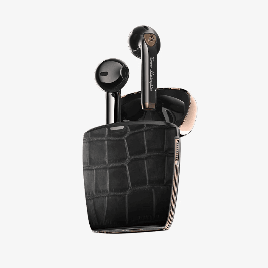 TONINO LAMBORGHINI CROCODILE LEATHER WIRELESS BLUETOOTH HEADPHONE TL69 BLACK