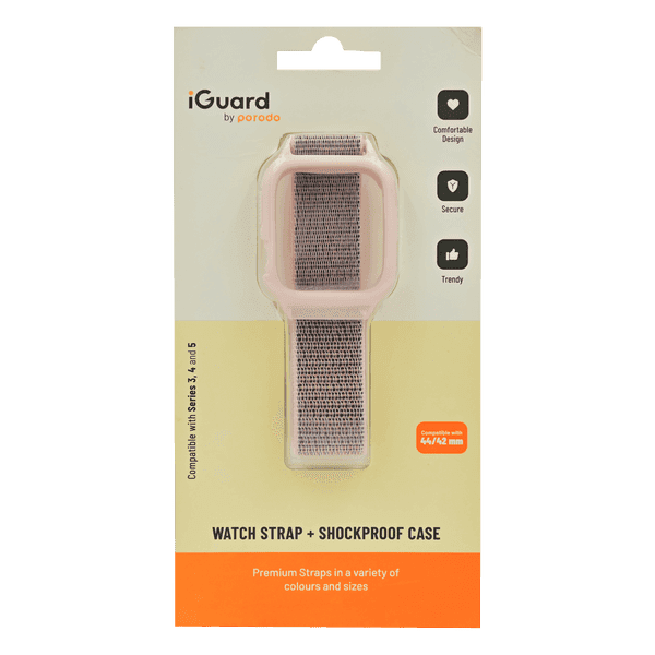 PORODO IGUARD NYLON WATCH BAND WITH SHOCKPROOF CASE 42/44 MM PINK