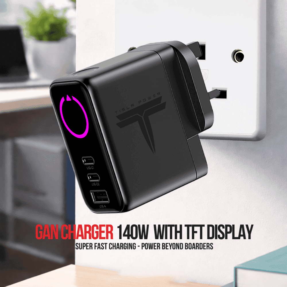 TISLA POWER GAN CHARGER 140W WITH TFT DISPLAY