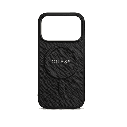 GUESS MAGSAFE PU SAFFIANO LEATHER CASE WITH CLASSIC LOGO FOR IPHONE 17 PRO - BLACK