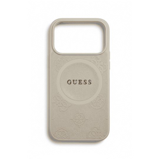 GUESS MAGSAFE PU LEATHER CASE WITH PEONY HOT STAMP DESIGN WITH CLASSSIC LOGO FOR IPHONE 17 PRO MAX - BEIGE