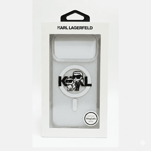 KARL LAGERFELD MAGSAFE IML GLITTER CASE WITH KARL & CHOUPETTE HEADS FOR IPHONE 1 7 PRO MAX - TRANSPARENT