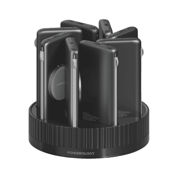 POWEROLOGY 8 IN 1 STATION 10000MAH PD 120W QC WIRELESS POWER BANK BLACK