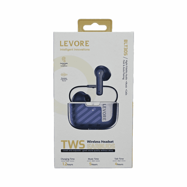 LEVORE TWS WIRELESS TRANSPARENT EARBUDS BLUE LBT305-BLU