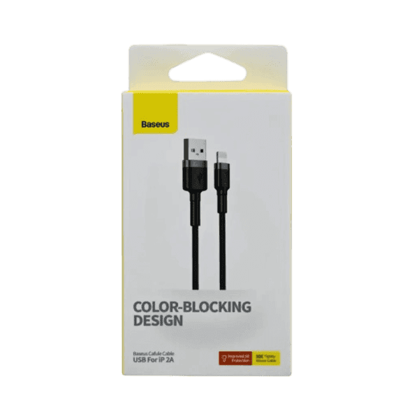 BASEUS 2A USB TO LIGHTNING 3 METER CAFULE CABLE  GRAY+BLACK