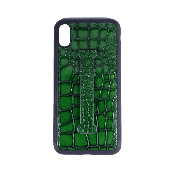 ISAFE SIGNATURE CROCODILE LEATHER RING BACK CASE IPHONE XS GREEN