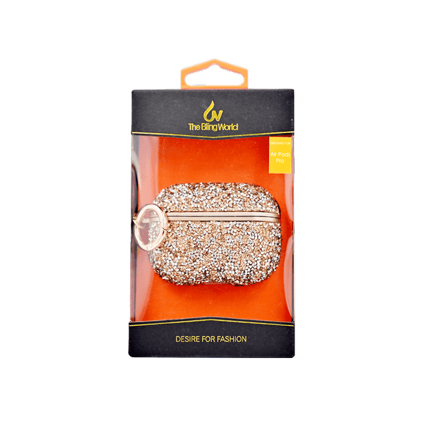 BLING WORLD STONE HARD AIRPODS PRO CASE ROSE GOLD