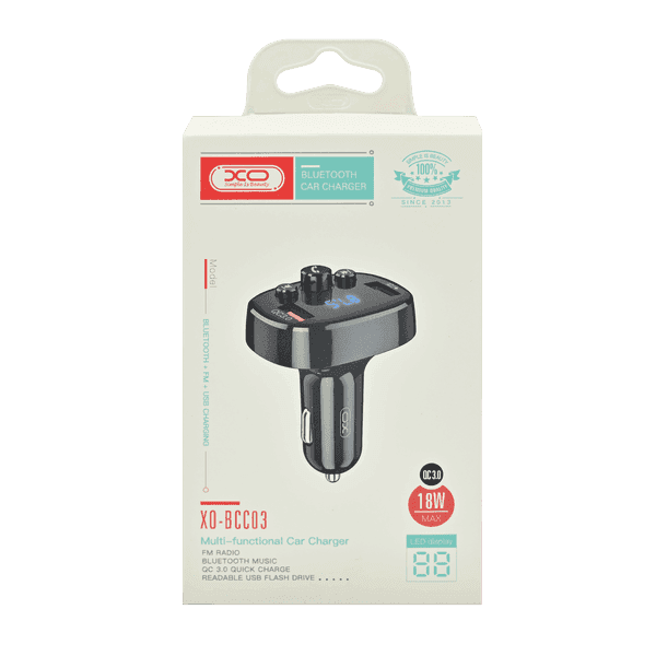 XO CAR CHARGER +BLUETOOTH TRANSMITTER BLACK BCC03