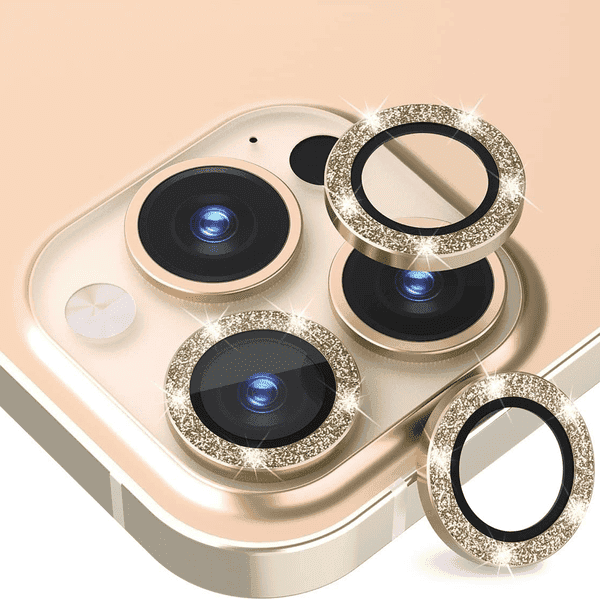 SAMOS GLITTER CAMERA GLASS PROTECTOR FOR IPHONE 13 PRO/13 PRO MAX GOLD
