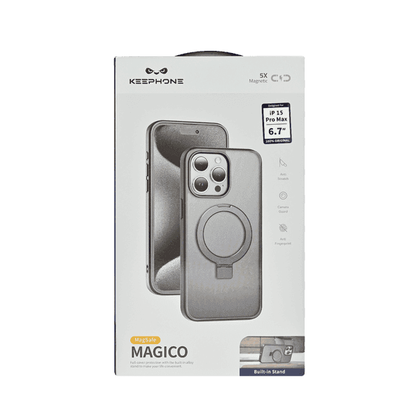 KEEPHONE MAGICO PROTECTIVE RING STAND CASE IPHONE 15 PRO MAX BLACK