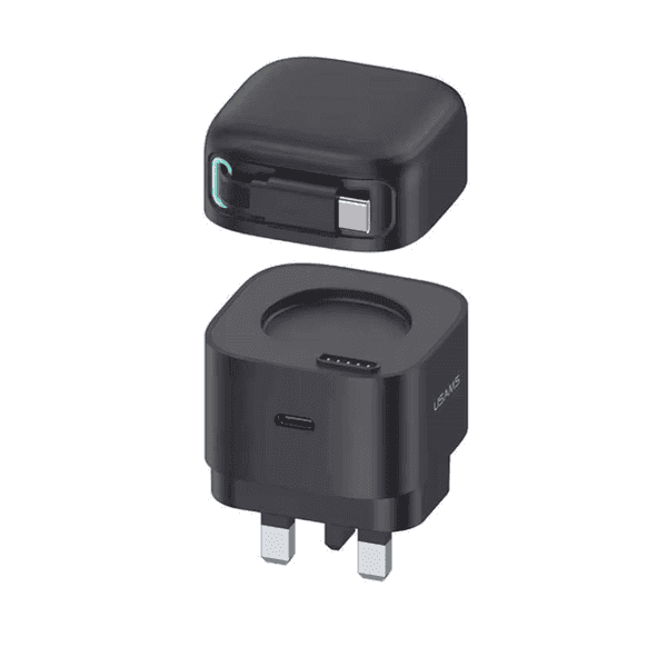 USAMS XMF CC204 GAN 35W HOME CHARGER WITH MAGNETIC TYPE-C CABLE BLACK