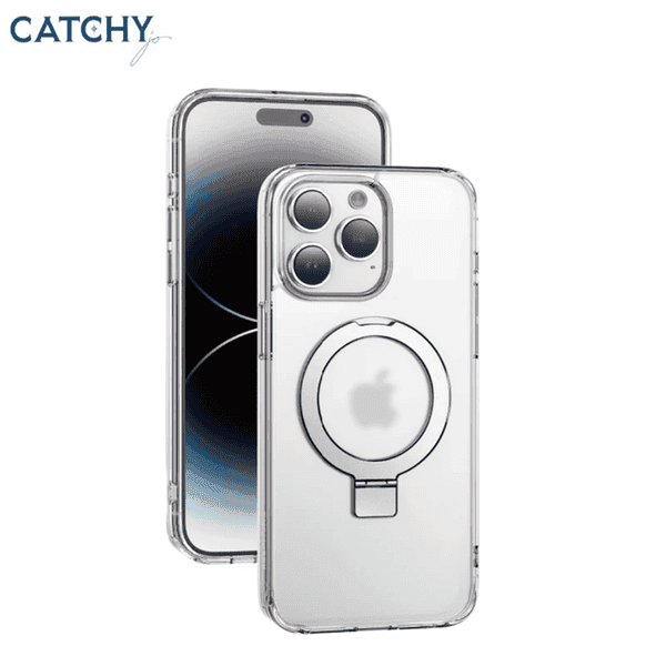 KEEPHONE MAGICO PROTECTIVE RING STAND CASE IPHONE 15 PRO MAX NATURAL TITANIUM