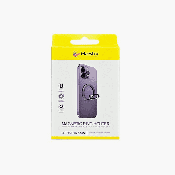 MagSafe ring holder with sturdy grip and built-in kickstand. Premium cosmic orange finish for stylish hands-free viewing.