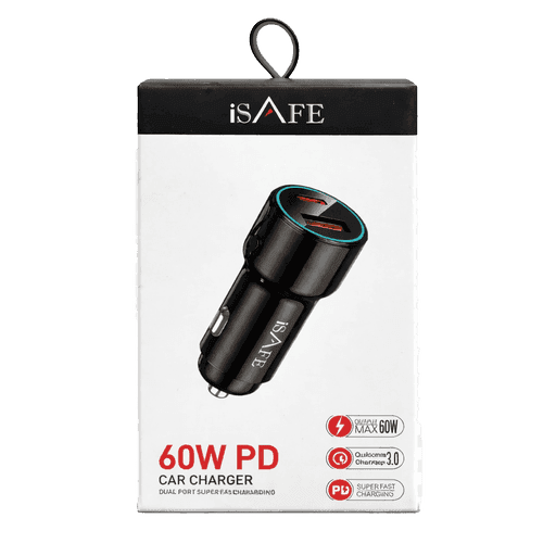 ISAFE CAR CHARGER 60W PD+USB