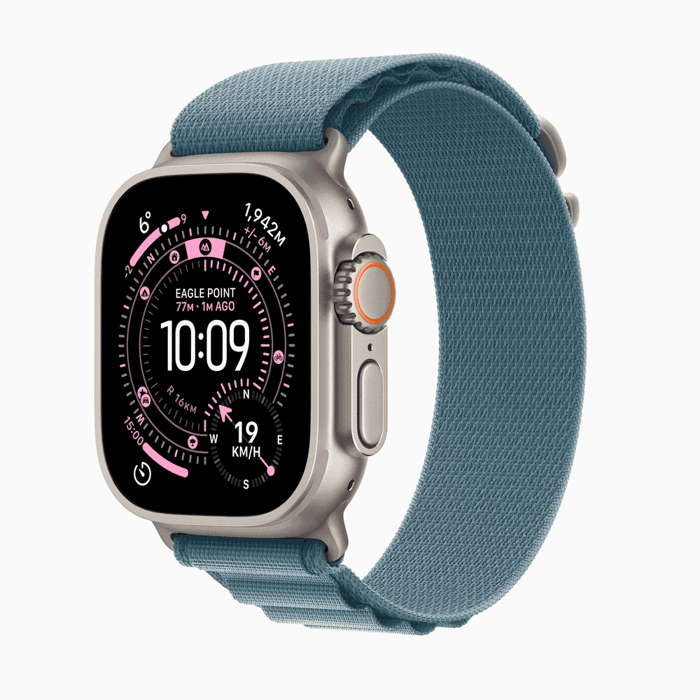Apple Watch Ultra 3 GPS + Cellular 49mm Natural Titanium Case with Light Blue Alpine Loop - Small