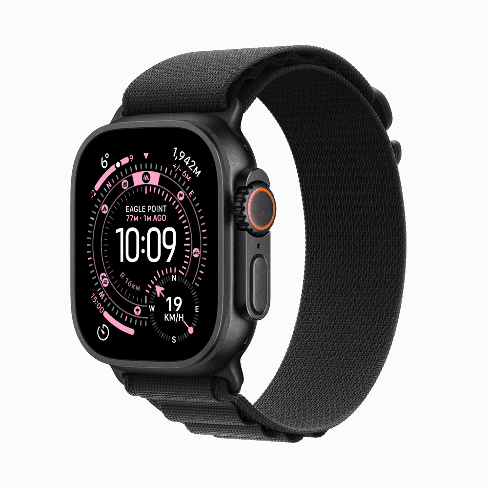 Apple Watch Ultra 3 GPS + Cellular 49mm Black Titanium Case with Black Alpine Loop - Medium