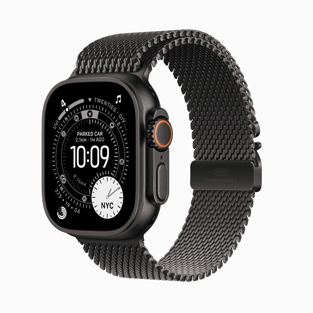 Apple Watch Ultra 3 GPS + Cellular 49mm Black Titanium Case with Black Titanium Milanese Loop - Small