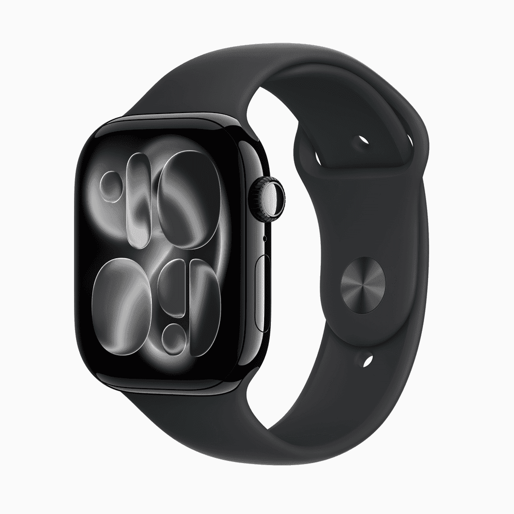 Apple Watch Series 11 GPS + Cellular 46mm Jet Black Aluminium Case with Black Sport Band - M/L