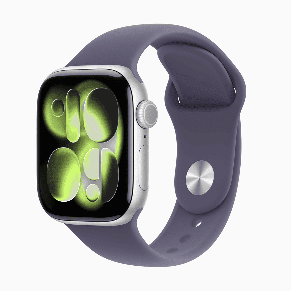 Apple Watch Series 11 GPS + Cellular 46mm Silver Aluminium Case with Purple Fog Sport Band - M/L