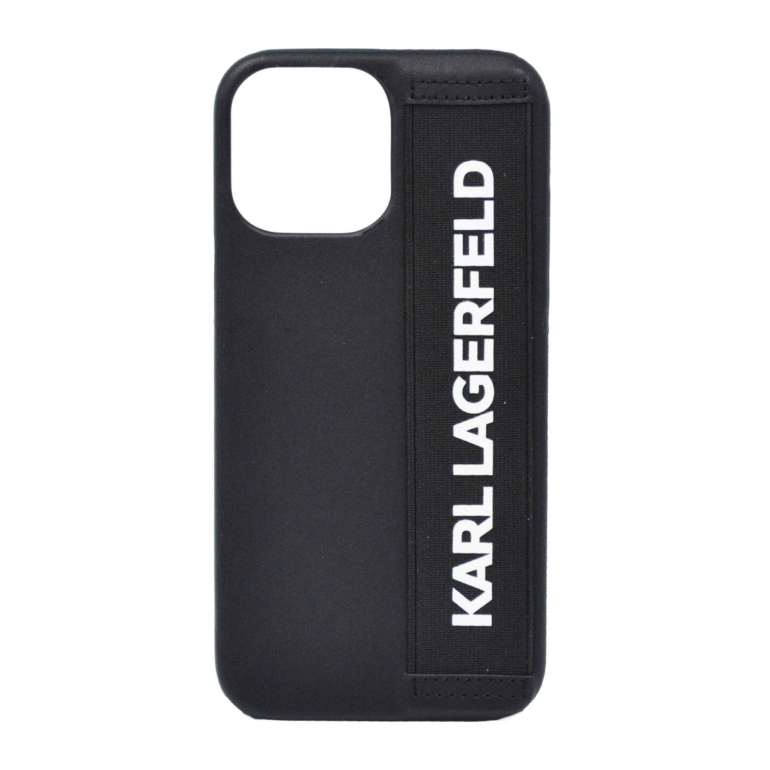 KARL LAGERFELD PU LEATHER CASE WITH ELASTIC BAND STRAP FOR IPHONE 13 PRO BLACK