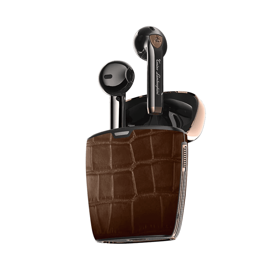 TONINO LAMBORGHINI CROCODILE LEATHER WIRELESS BLUETOOTH HEADPHONE TL69 BROWN
