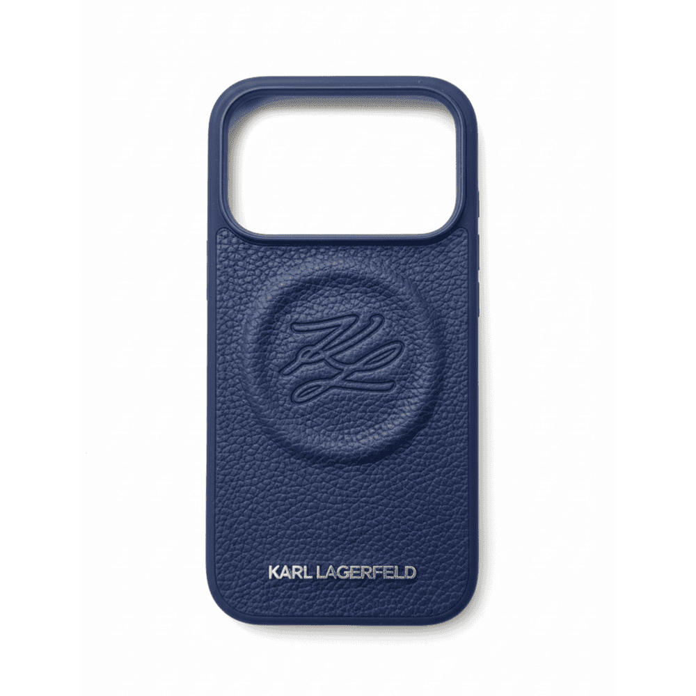 KARL LAGERFELD MAGSAFE PU LEATHER CASE WITH INITIAL DEBOOSED LOGO FOR IPHONE 17 PRO - BLUE