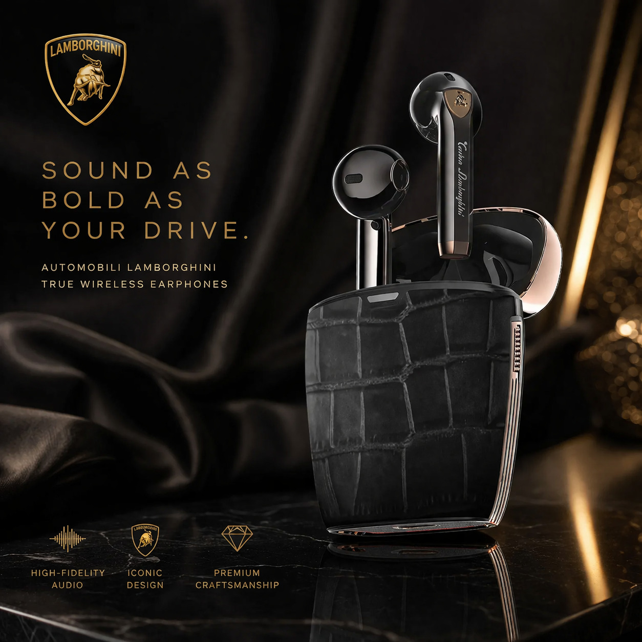Tonino Lamborghini Crocodile Leather Wireless Bluetooth Headphone